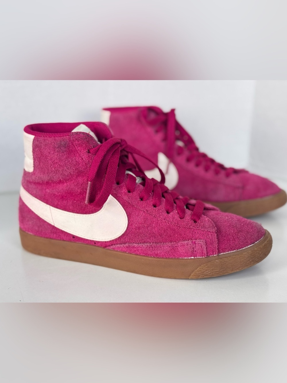 Nike Blazer Mid-Suede Vintage In Sport Fuchsia Sail Sneakers Shoes Women's 7.5